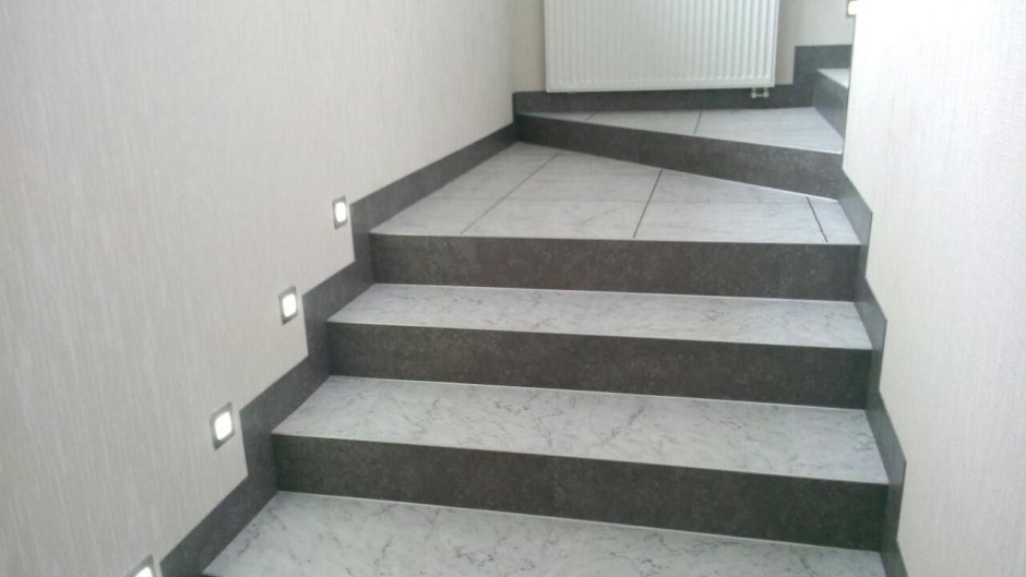 Отделка бетонной лестницы плиткой