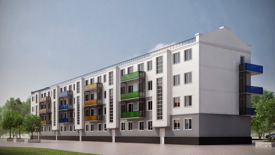 Фасады многоквартирных жилых домов