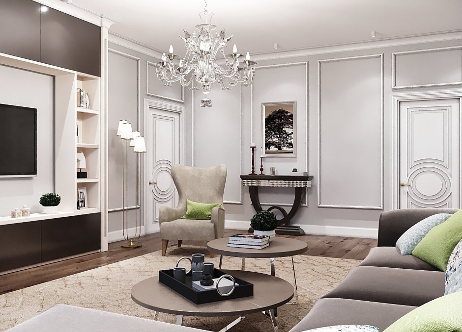 Неоклассика гостиная 20кв