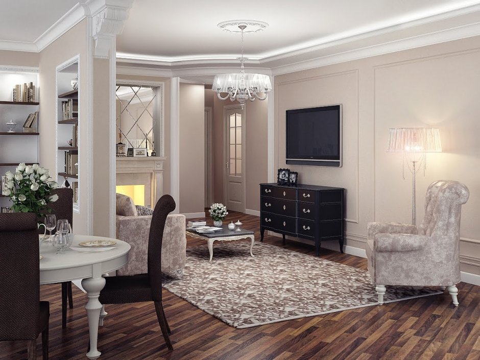 Неоклассика гостиная 52квадра