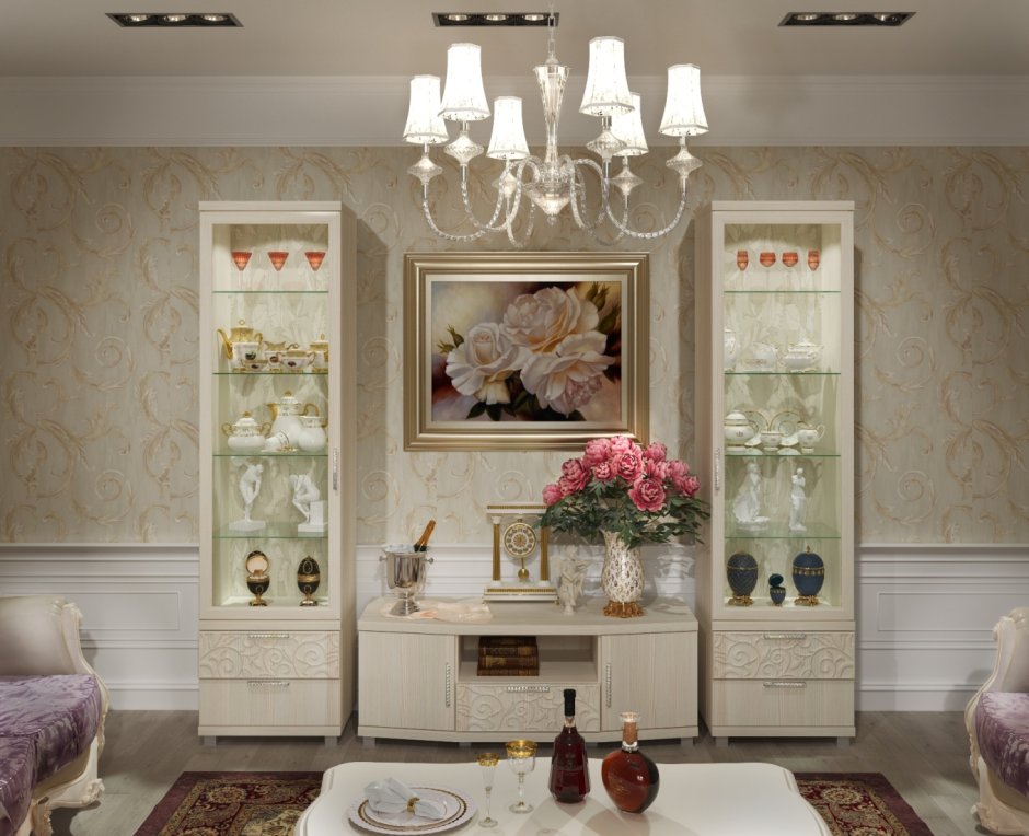 Стенка в гостиную современная классика