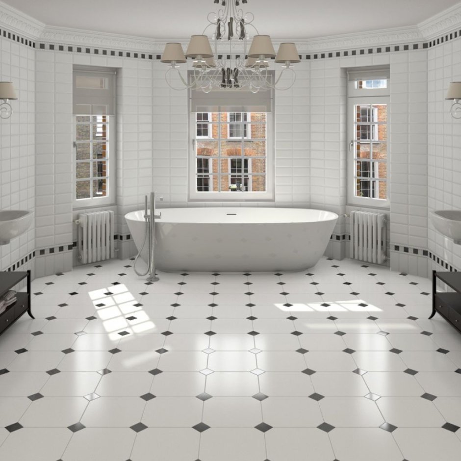 Кер. Мозаика Octagon big White/Black Matt (gtpl61466/cla006) 300х300х6