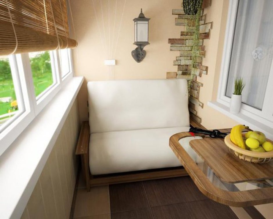 Дизайн балкона с камином