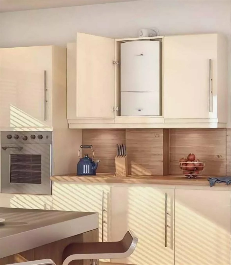 Газовый котёл на кухне в интерьере