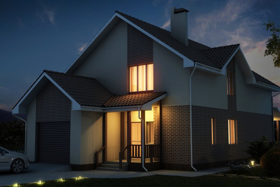 Дом вечером