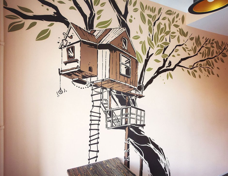 Раскраска дом на дереве