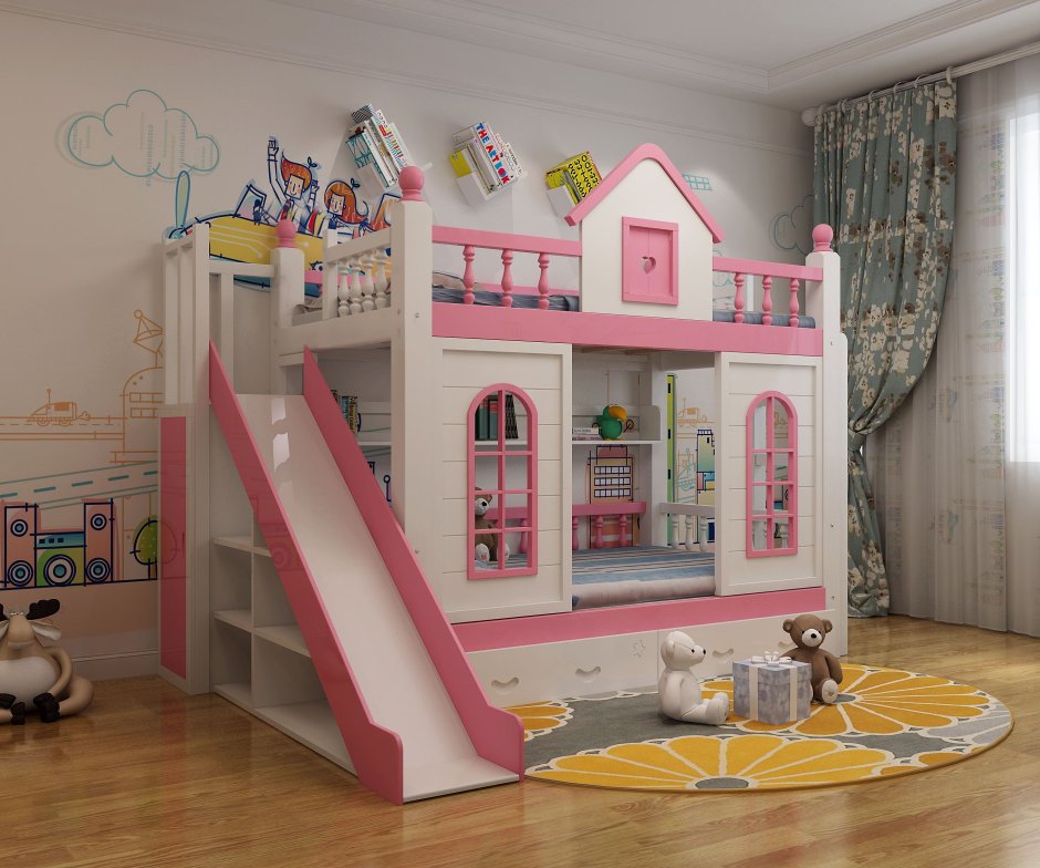 Детская комната с домиком и горкой