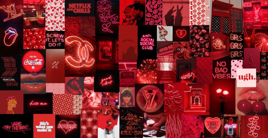 Aesthetic Wallpaper collage красный и чёрный