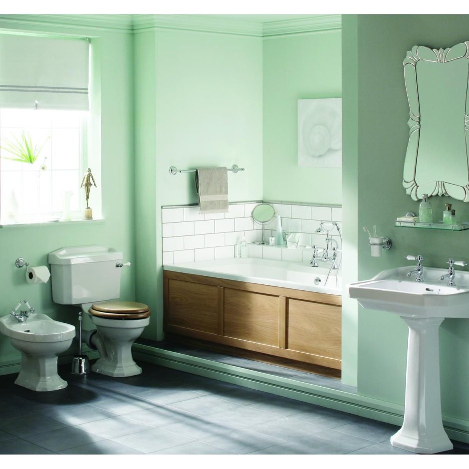 Голубая краска в ванной комнате