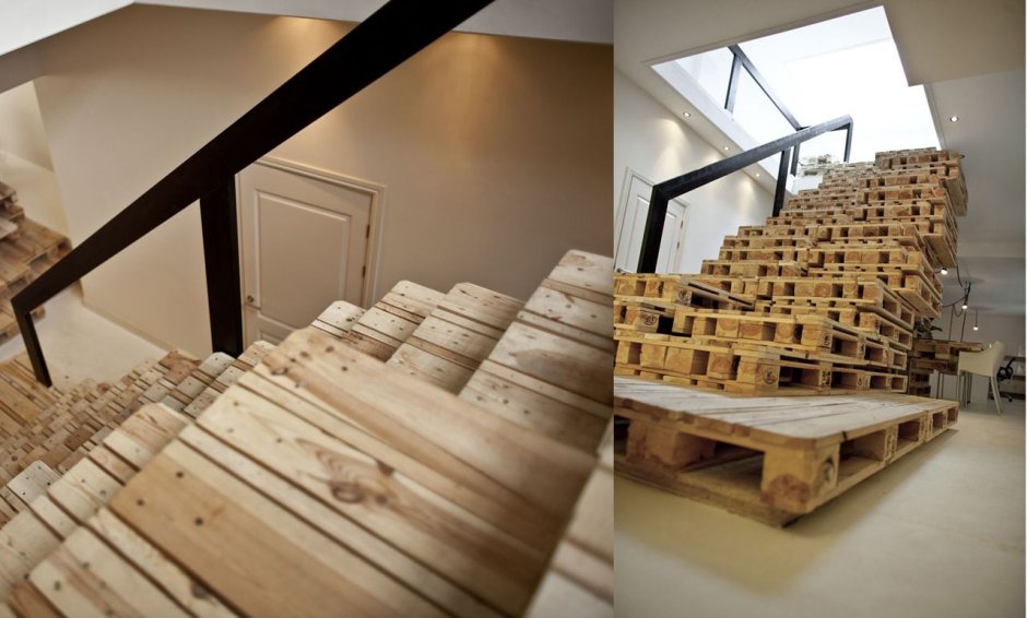 Лестница из деревянных поддонов