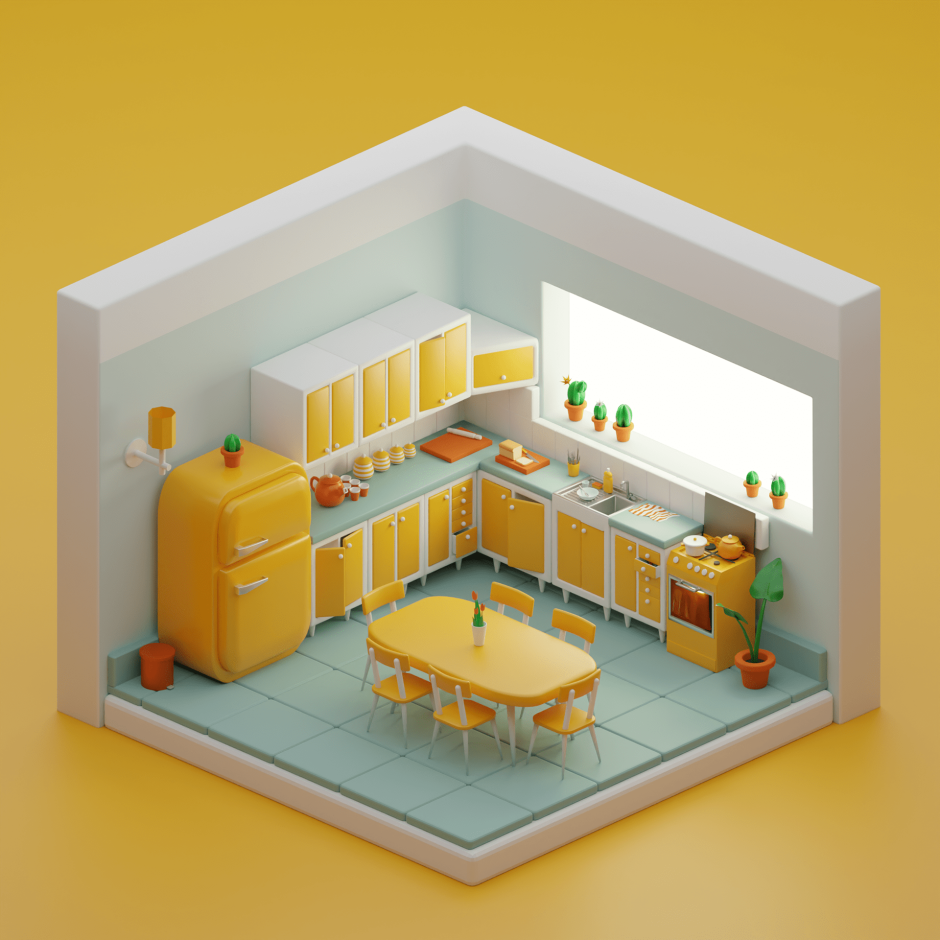 3d Low Poly кухня