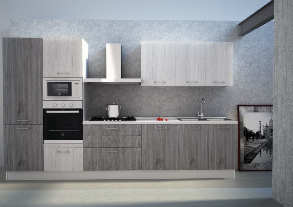 Кухонный гарнитур серый 3 метра