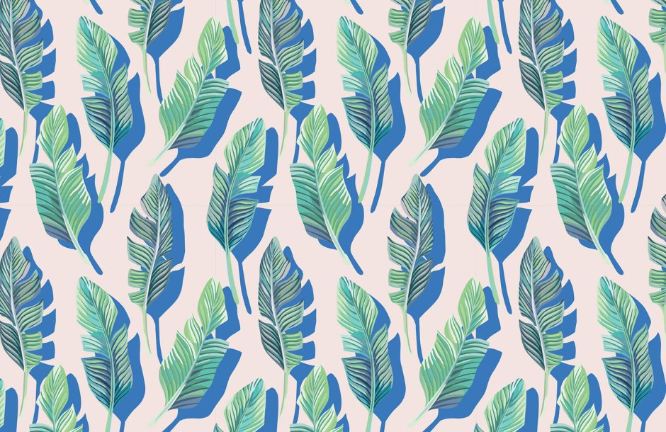 Обои листья акварель