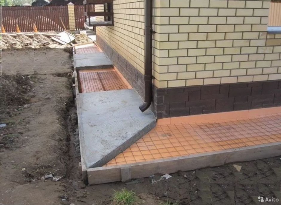 Отмостка в доме на винтовых сваях