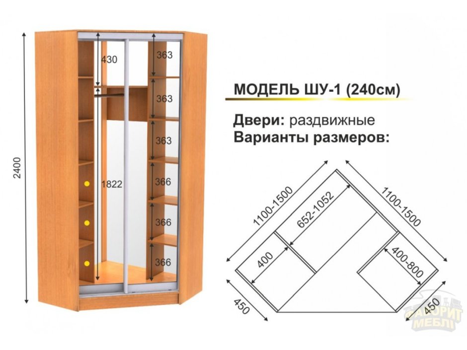 Угловой шкаф чертеж pro100