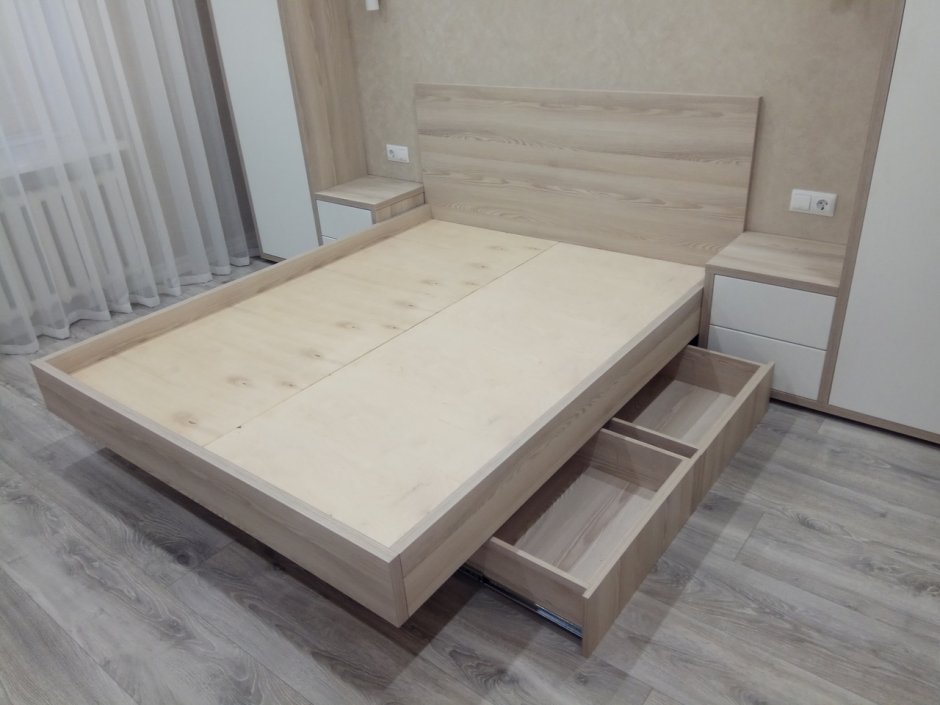 Парящая кровать с ящиком для белья