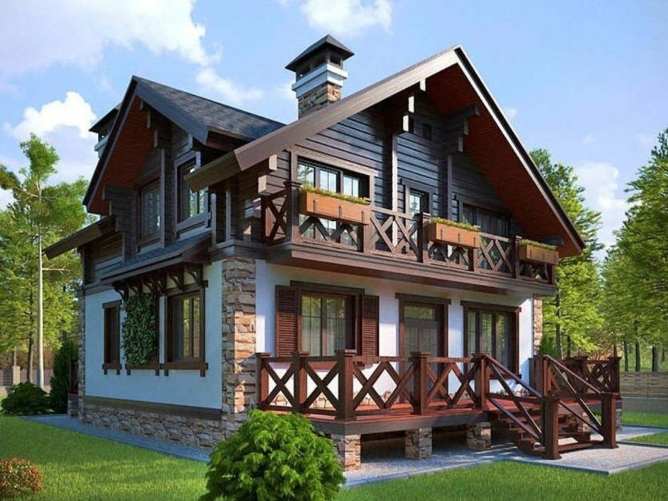 Фахверк в стиле Шале