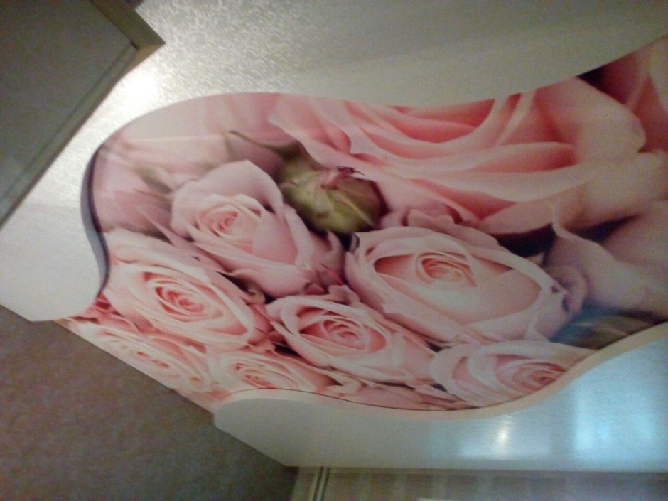 Натяжные потолки с розовыми розами