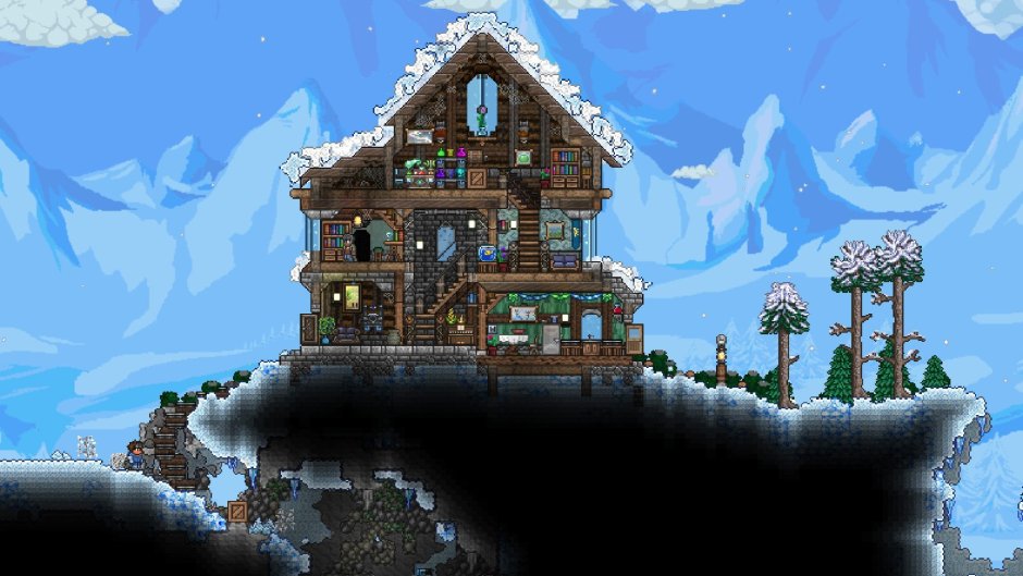 Terraria дом в зимнем биоме