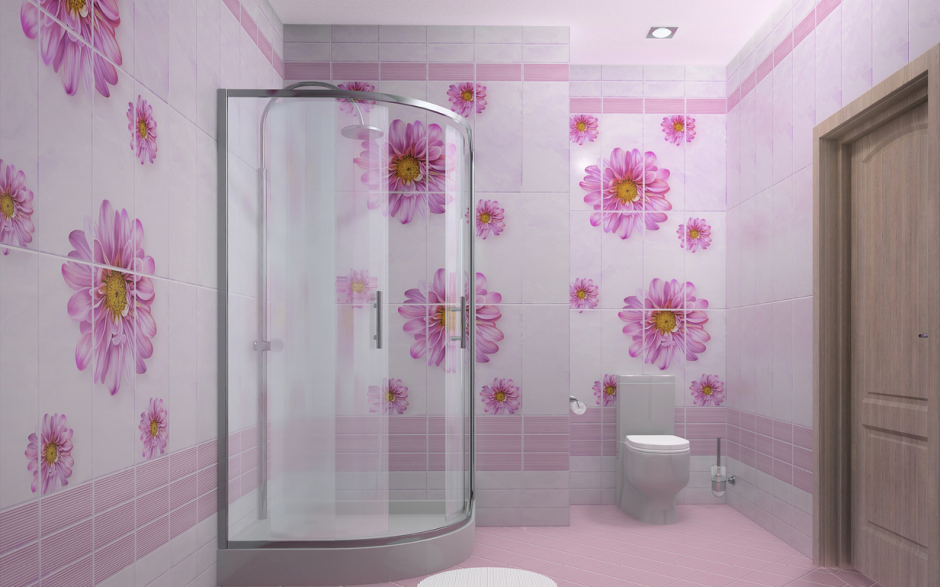 Пластиковые панели для ванной с цветами