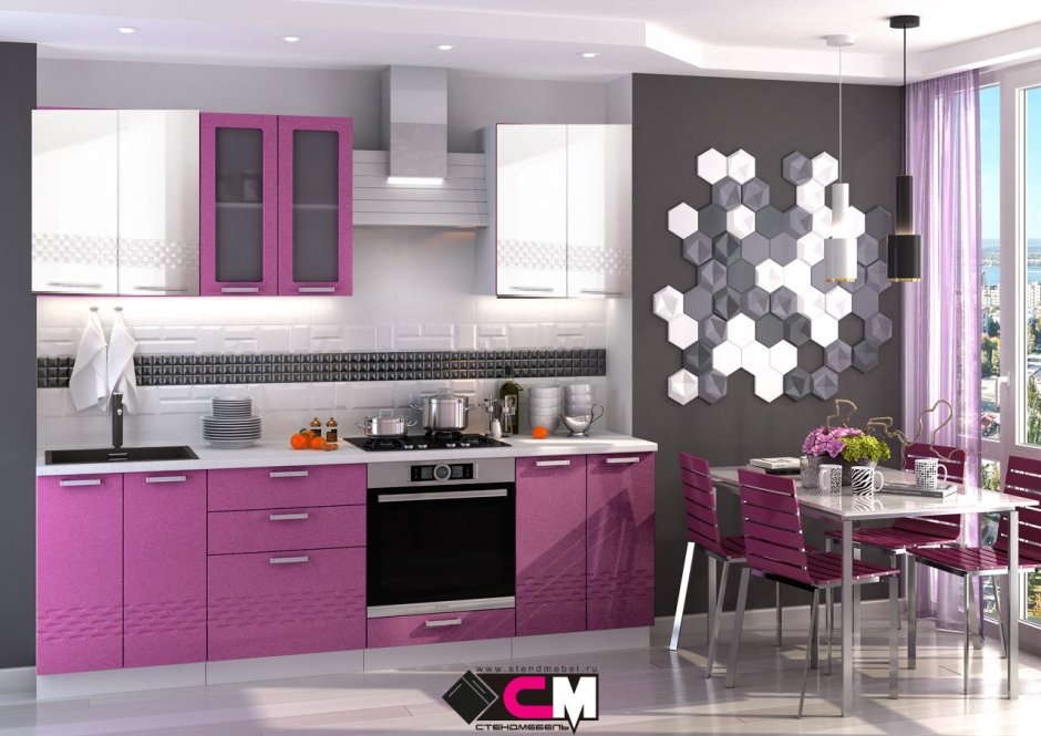 Стендмебель кухня Глория фиолетовый металлик