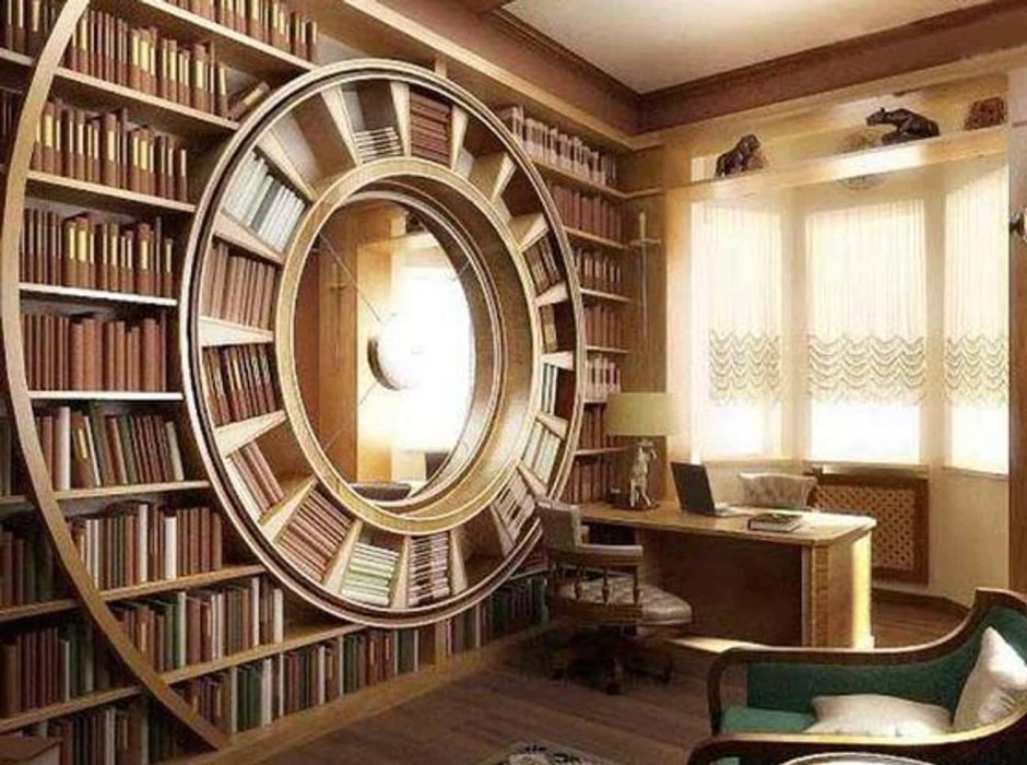 Книжные полки в интерьере