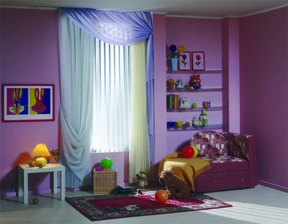 Фиолетовые шторы в детскую комнату мальчика