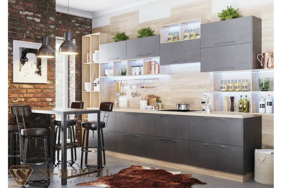 SV мебель кухня лофт серый бетон