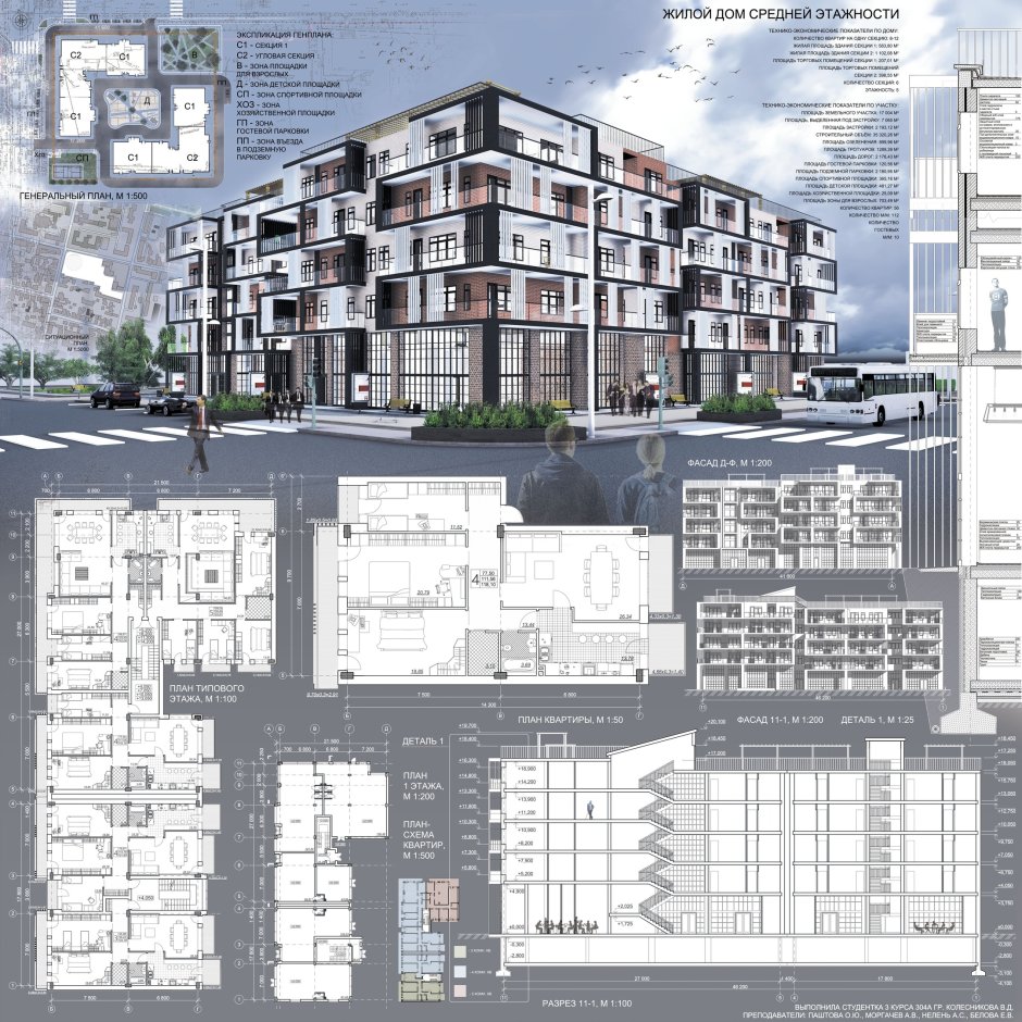 Жилой дом средней этажности ARCHICAD