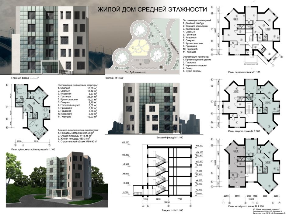 Дом средней этажности проект МАРХИ