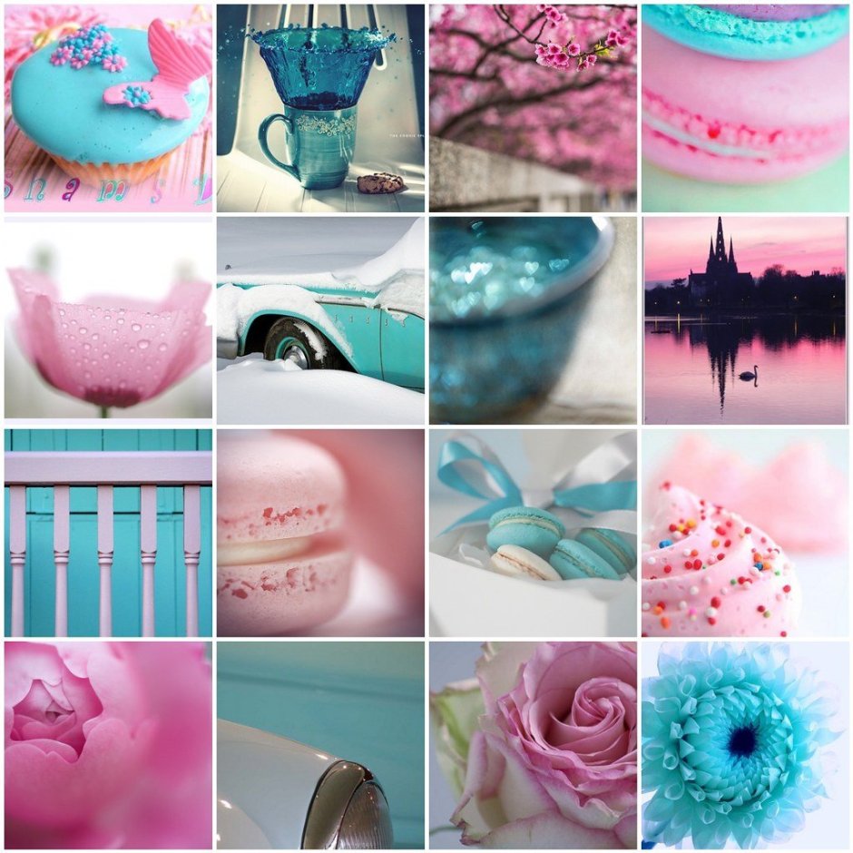 Бирюзовый и розовый