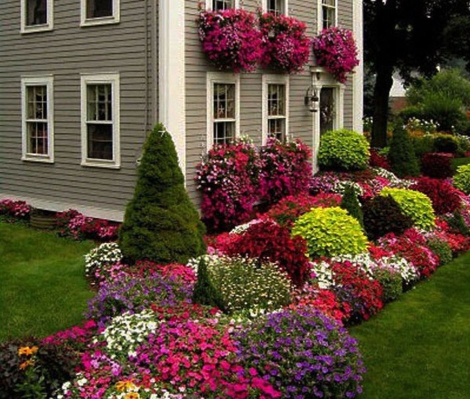 Цветники в палисадниках и садах