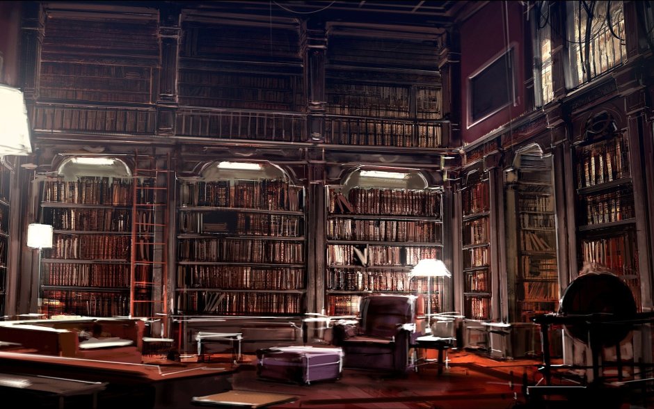 Фон книжные стеллажи