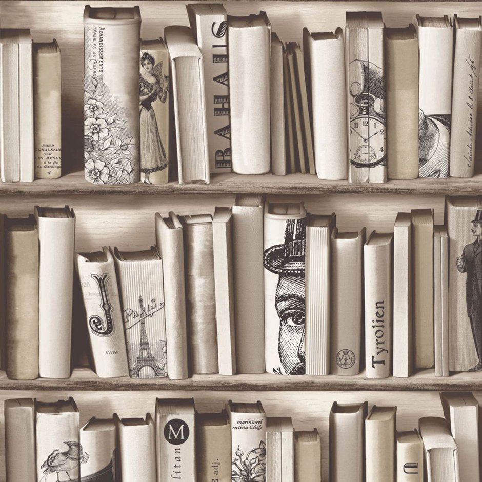 Обои в виде книжных полок