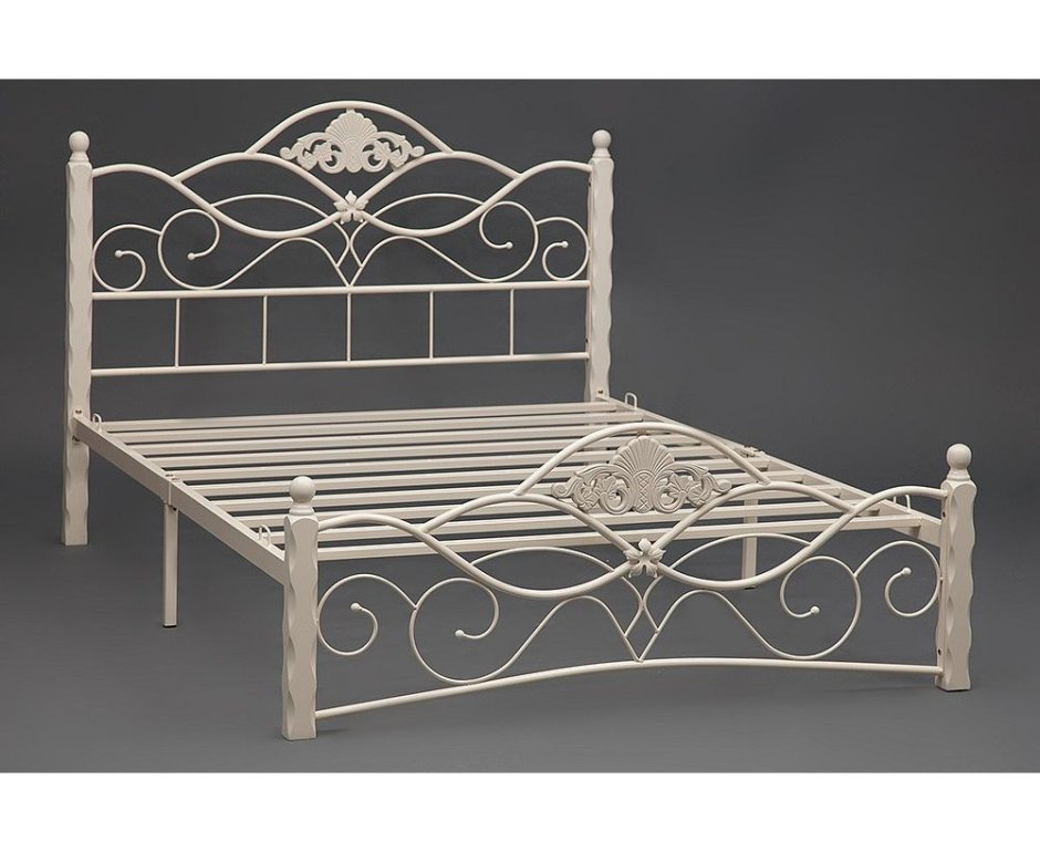 Кровать кованая Канцона Canzona белая основание 120 см x 200 см
