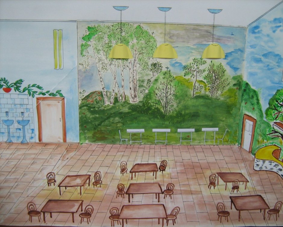 Рисунок школьной столовой