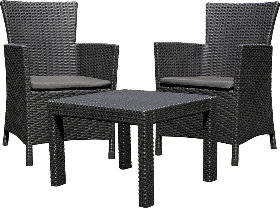 Набор садовой мебели Keter Rosario полиротанг коричневый: стол и 2 кресла