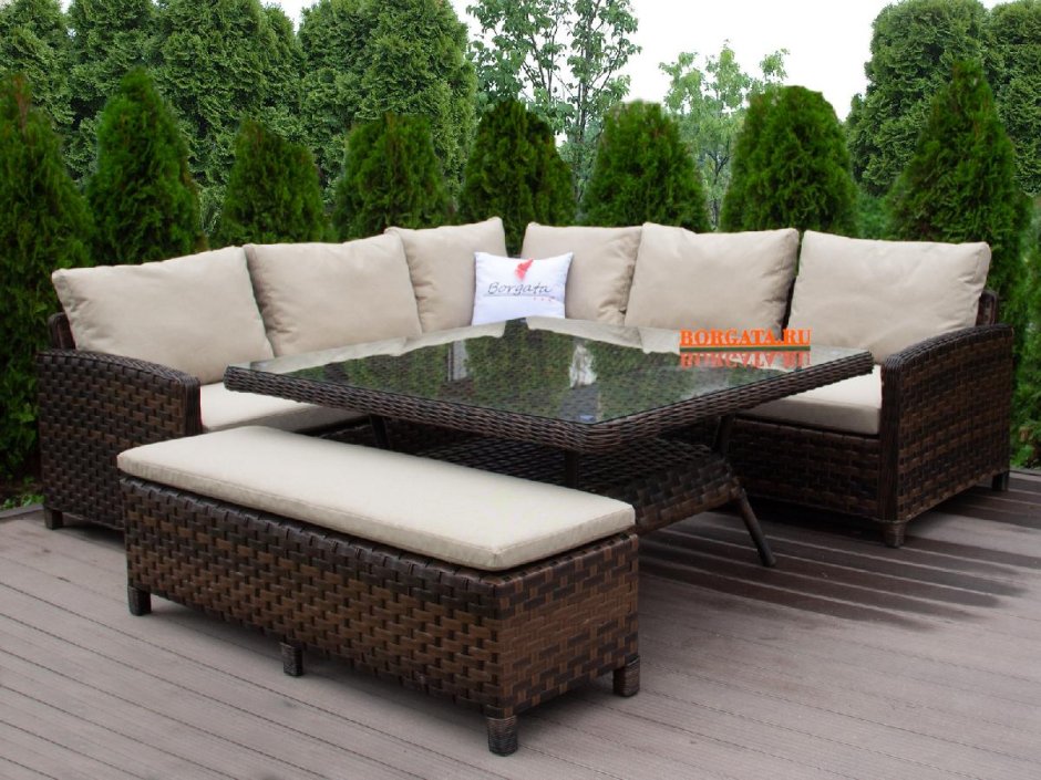 Модуль угловой Aria Brown из искусственного ротанга_880х880