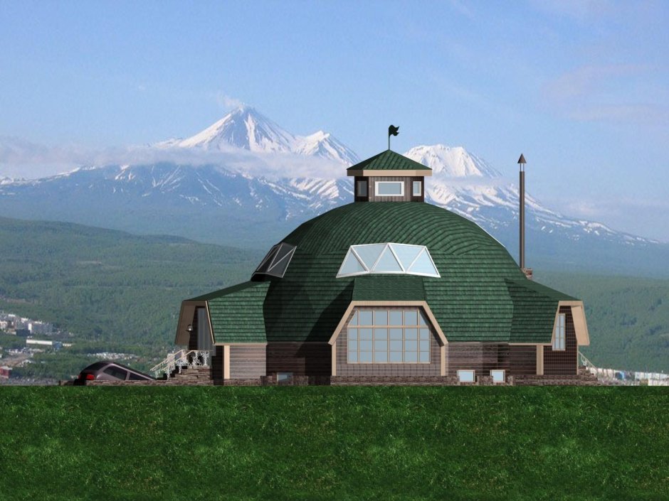 Купольный дом с верандой