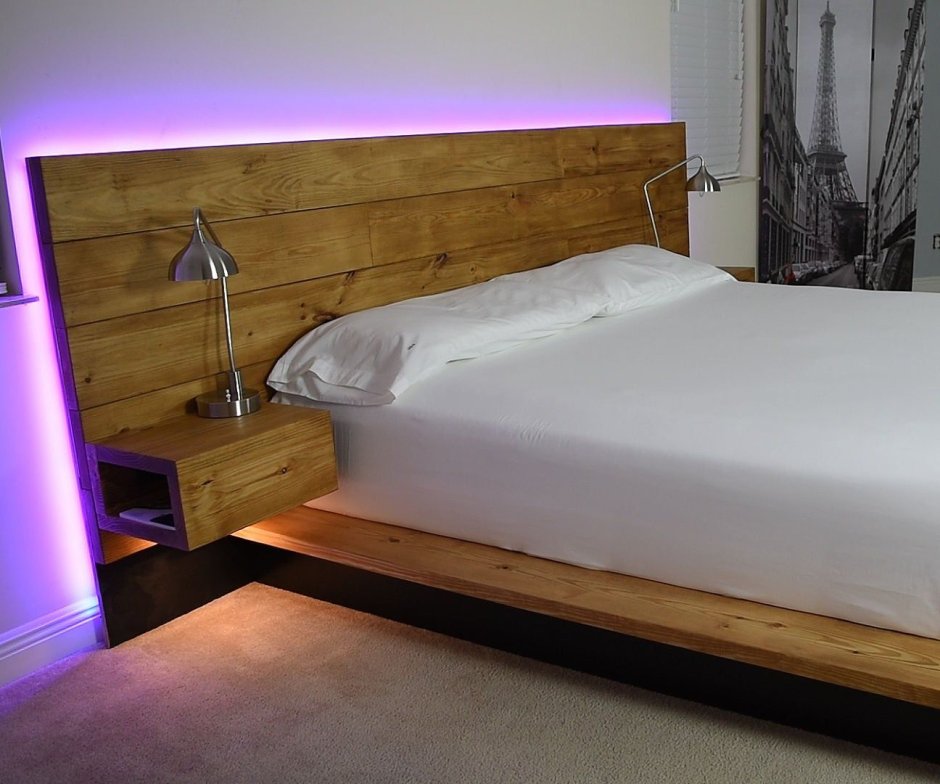 Парящая кровать с подсветкой