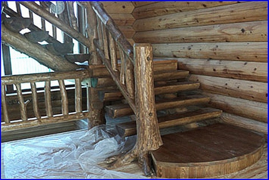 Лестница из необрезной доски