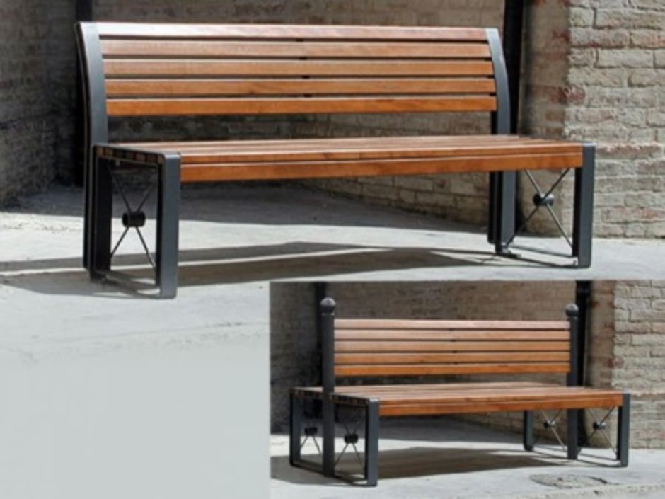Скамейка стальная «Wood Bench»