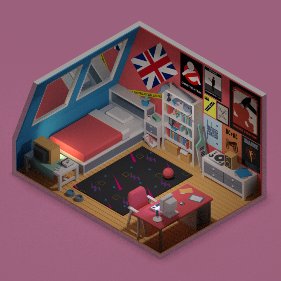 Low Poly комната Blender