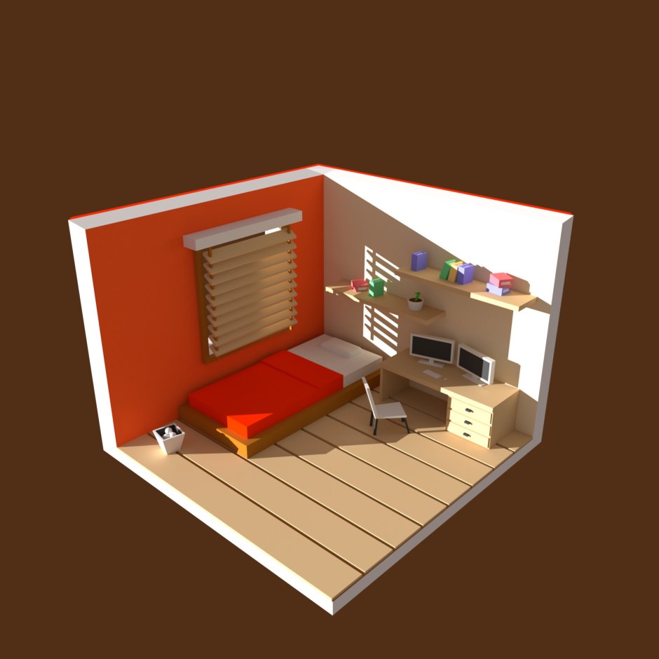 Low Poly комната Blender
