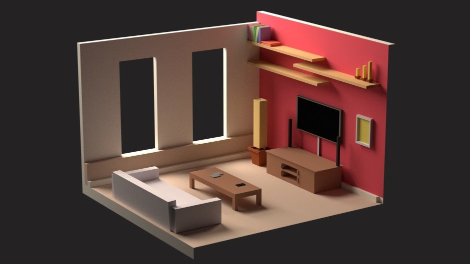 3d комната Лоу Поли