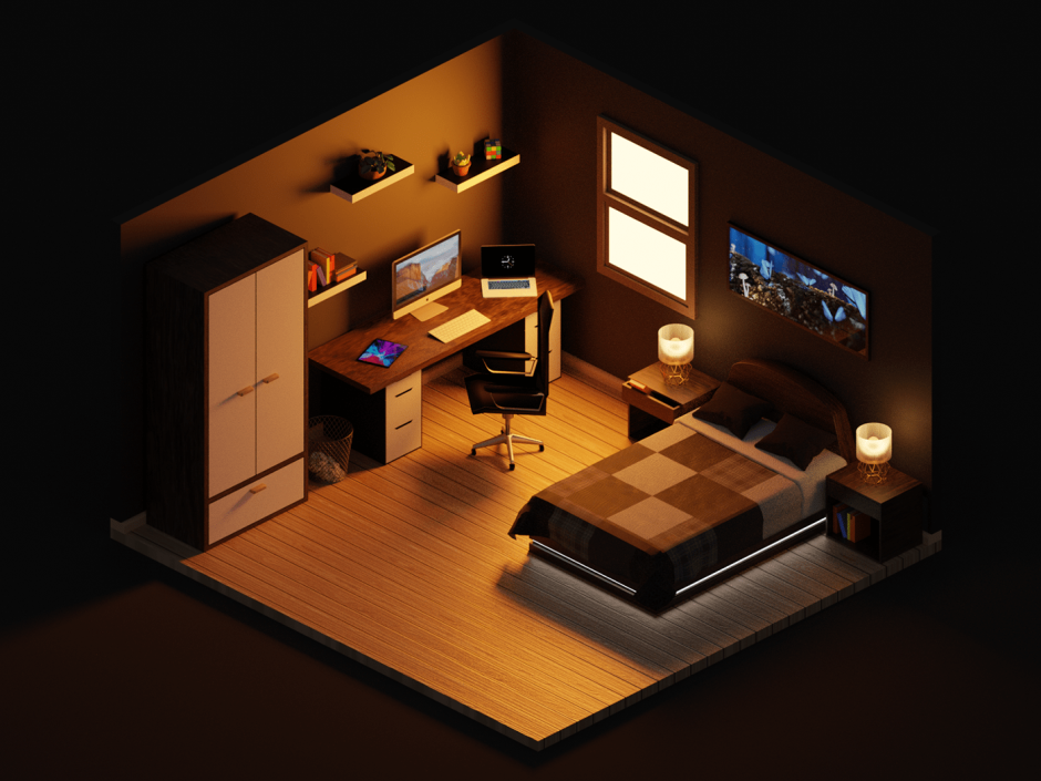 Комната 3d Low Poly