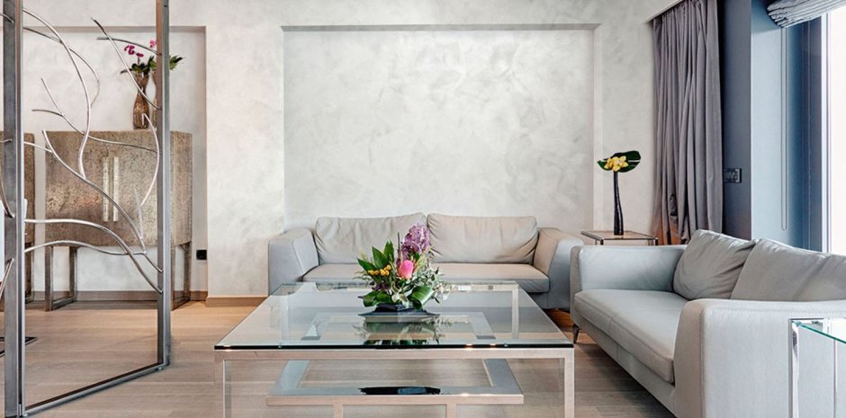 Декоративная штукатурка в гостиной