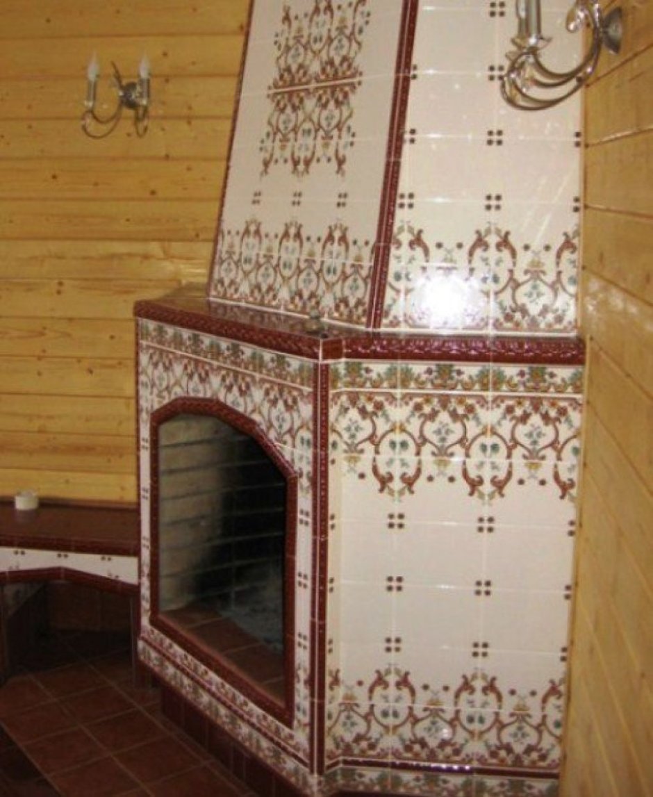 Печь облицованная плиткой