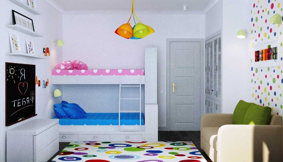 Стильная детская комната для двоих разнополых