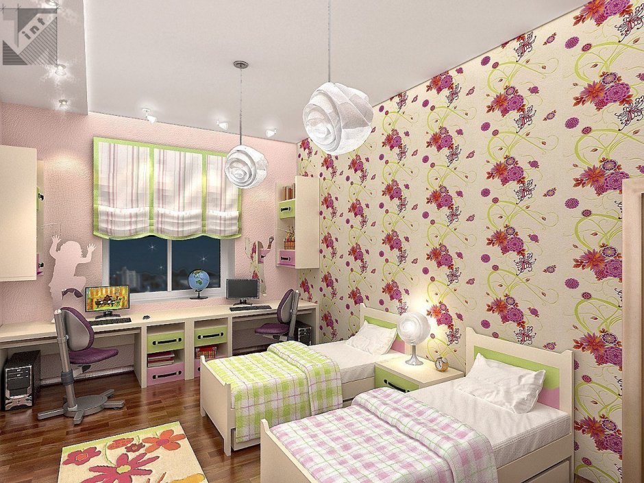 Интерьер детской комнаты для девочек двойняшек